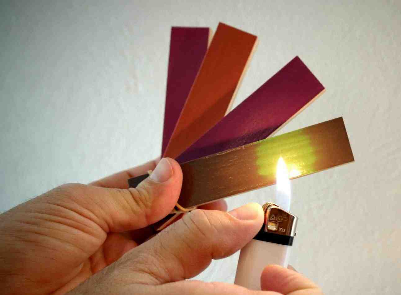 Les revêtements conçus par OliKrom changent de couleur lorsqu'il y a une perturbation de la température, de la lumière, de la pression, d'un solvant,..