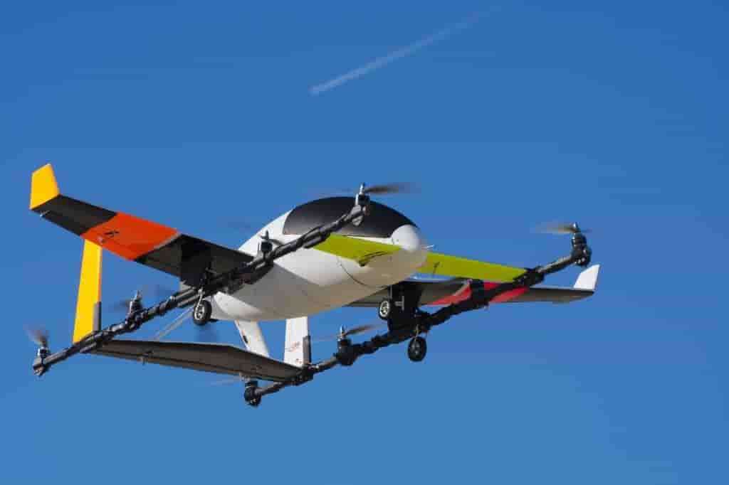 L'eVTOL d'Aurota Flight Sciences sous forme de démonstrateur en vol, sans passager. Uber souhaite acquérir 50 appareils de ce type à l'horizon 2020.