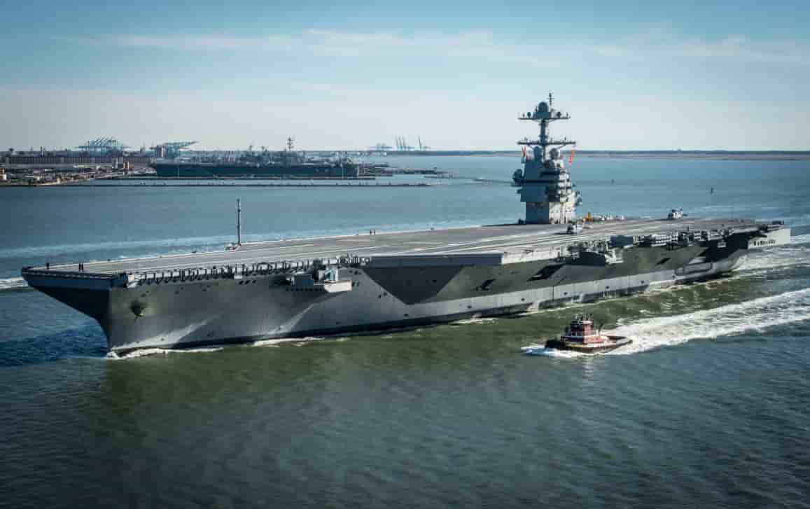 Première sortie en mer du futur "USS Gerald Ford".