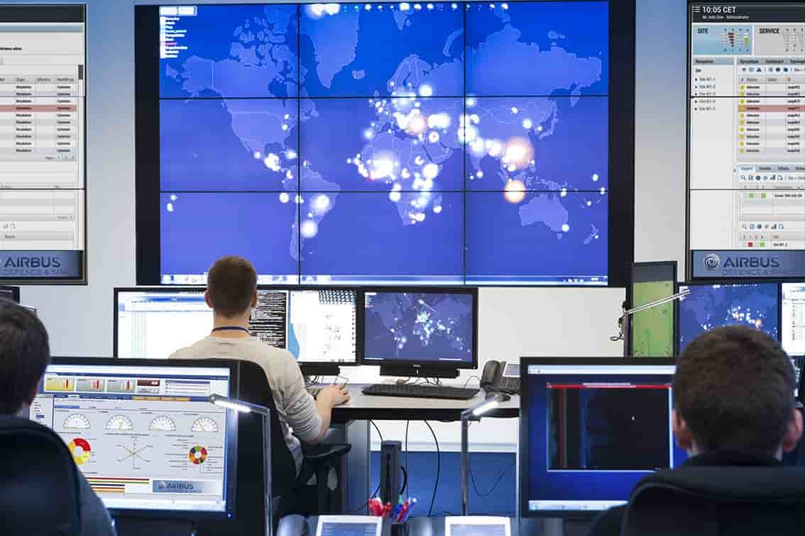 La cyberroom d'Airbus à Elancourt.