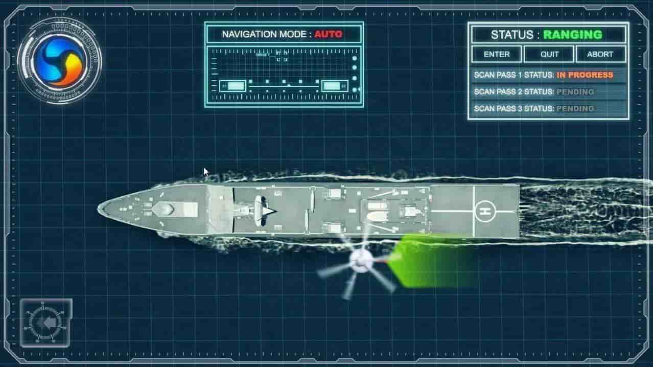 Le drone, équipé du système Sterna, réalise une cartographie du navire.