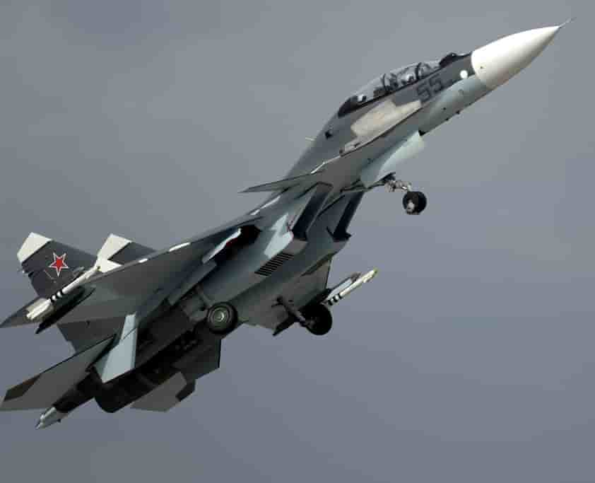 Un Sukhoi SU-30, similaire aux 14 autres appareils que devrait recevoir l'Algérie.