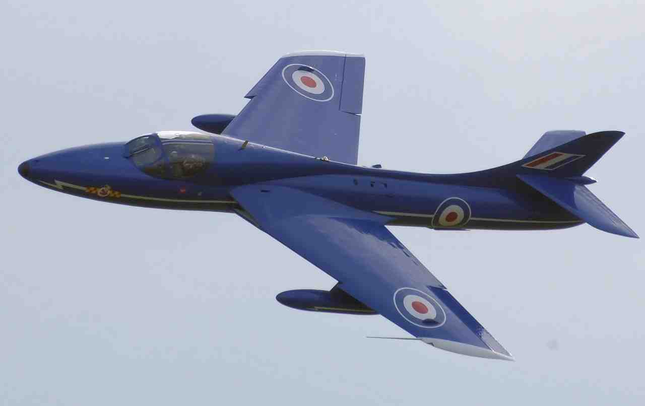 Un Hawker Hunter T7 similaire à celui qui s'est écrasé le 22 août, lors du show aérien de Shoreham.