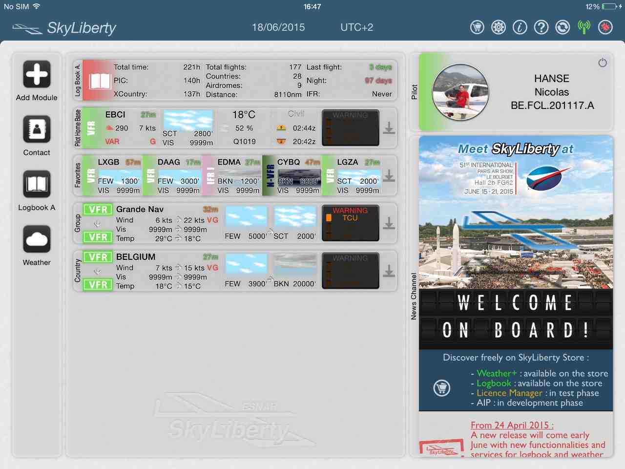 SkyLiberty est une solution qui permet d'accompagner les pilotes de loisirs dans leur gestion des vols et licences