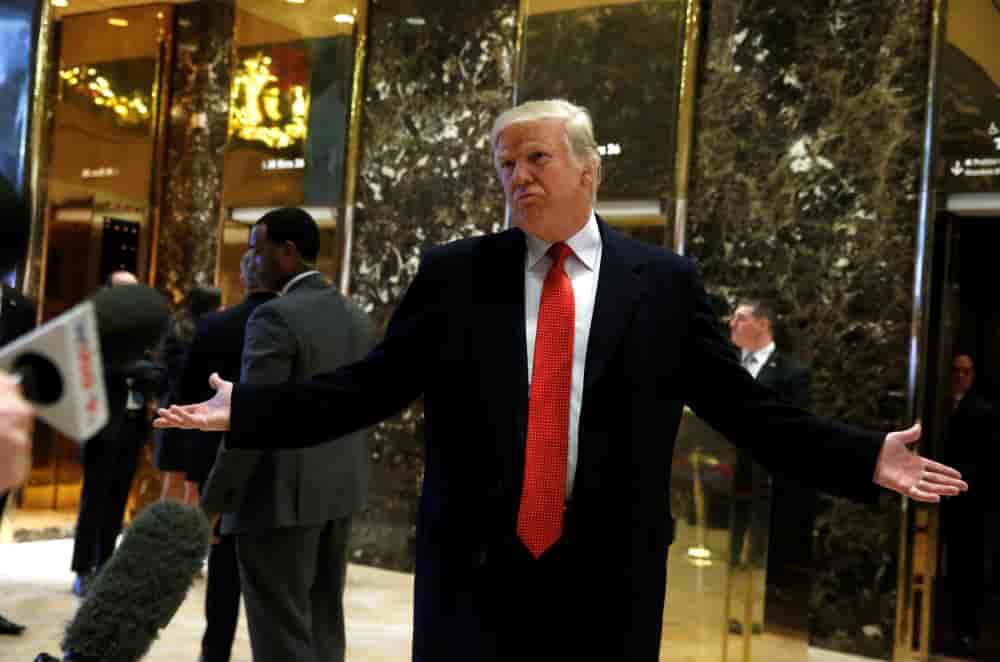 Le président élu des États-Unis, dans le hall principal de la Trump Tower à Manhattan, New York, en 2016