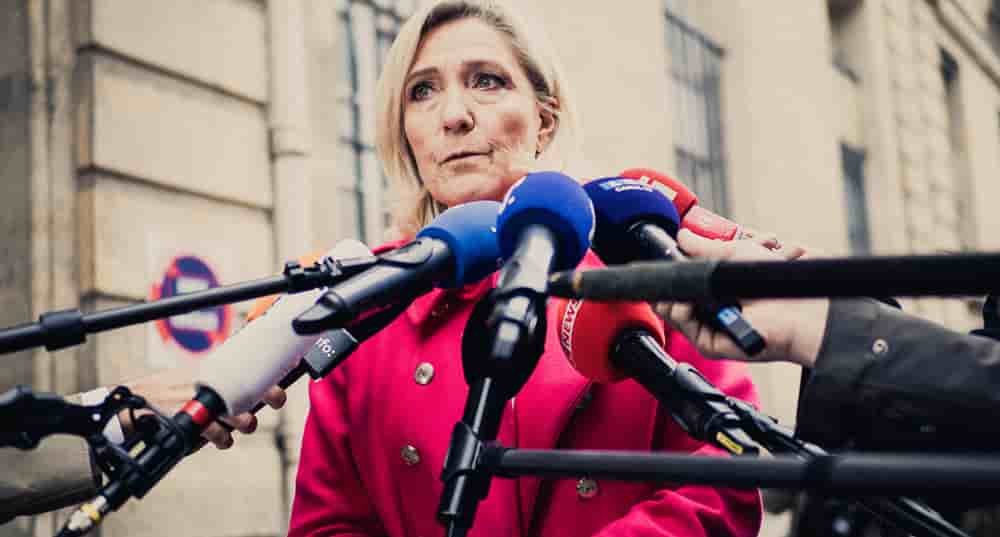 Marine Le Pen, présidente du Rassemblement national, à Paris, le 3 octobre 2025.