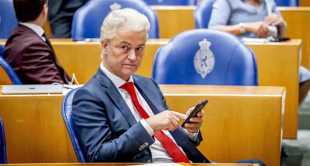 Geert Wilders, membre de la Seconde chambre des États-Généraux des Pays-Bas et dirigeant du parti d'extrême droite Parti pour la liberté qu'il a fondé en 2006.