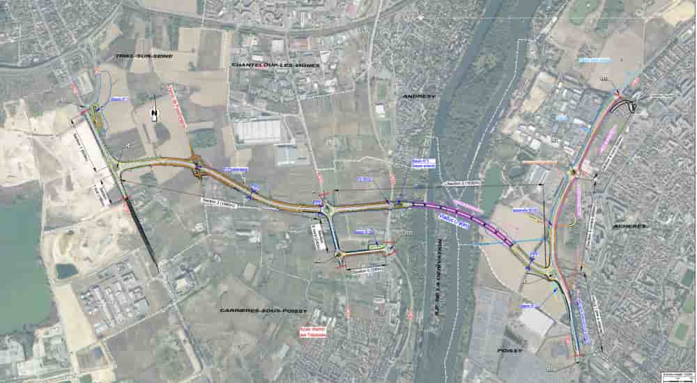 Plan synoptique du projet de viaduc d'Achères.