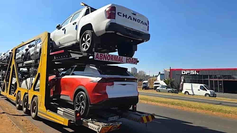 Une livraison de voitures Changan en Afrique du Sud.
