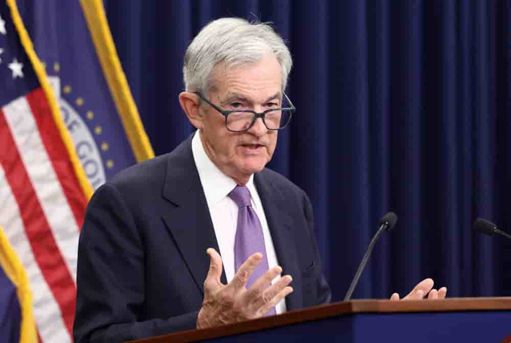 Le président de la Réserve fédérale américaine, Jerome Powell, lors d'une conférence de presse le 29 octobre 2025.
