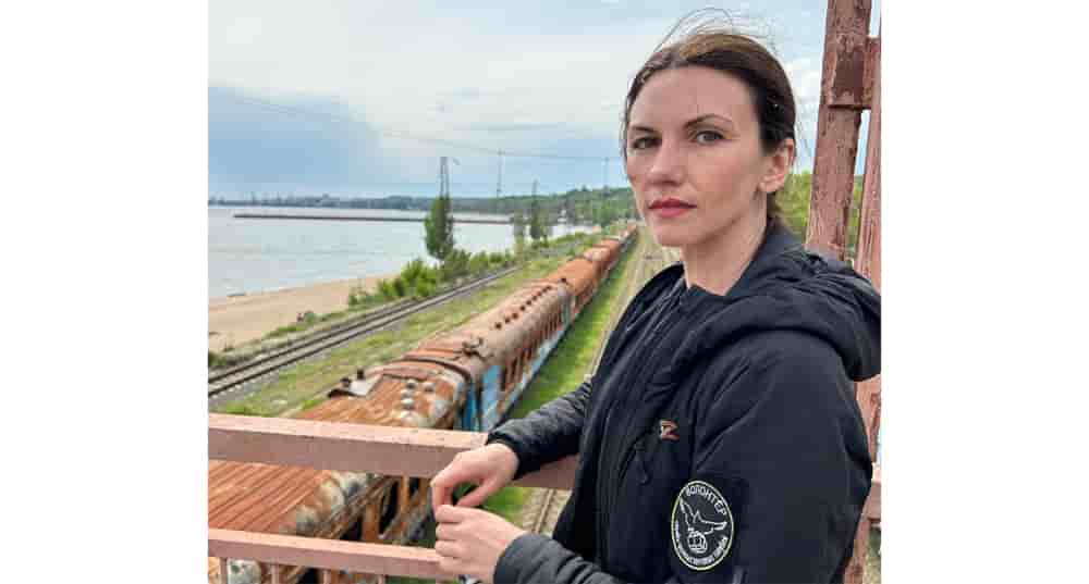 Anna Novikova à Marioupol, ville portuaire ukrainienne occupée par les Russes, en mai 2023.
