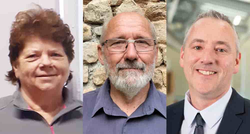 Marie-Hélène Gouédard, maire de La Celle-Saint-Cyr (89), Michel Maya, maire de Tramayes (71) et Geoffrey Mathon, maire de Loos-en-Gohelle (62).