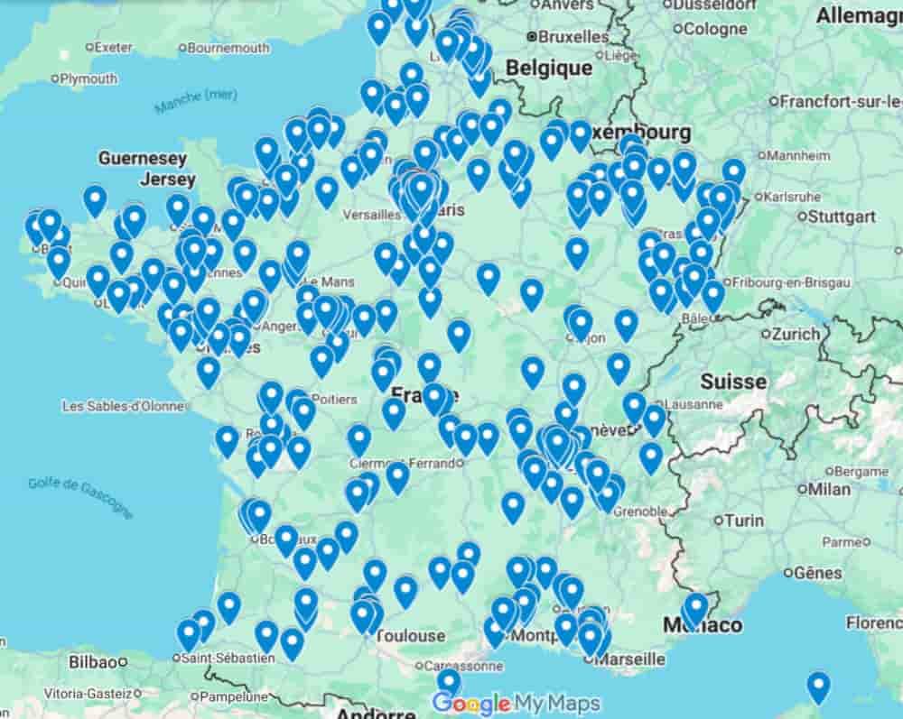 Carte des plans sociaux en France depuis 2024 (source : CGT).