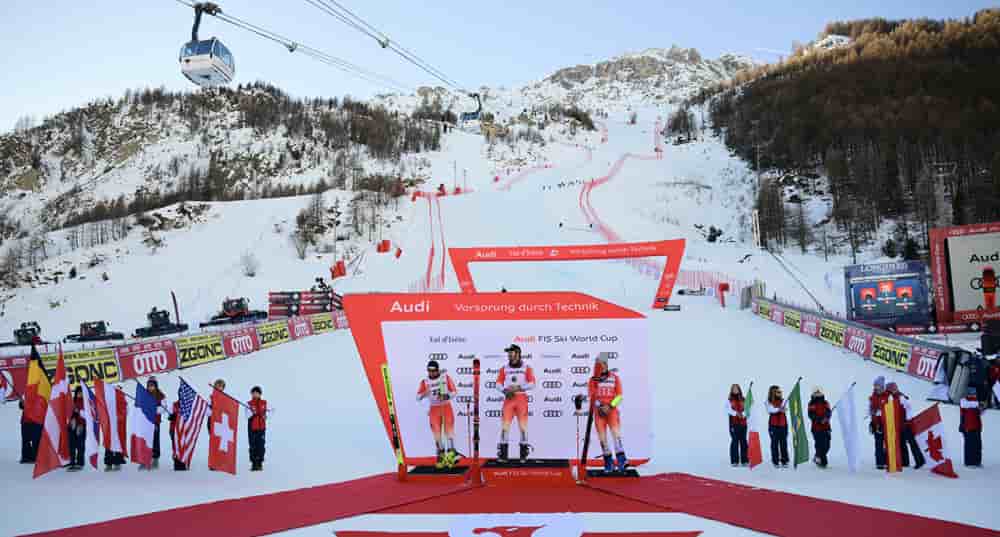 L'épreuve de slalom géant hommes de la Coupe du monde de ski alpin à Val d'Isère, le 13 décembre 2025.