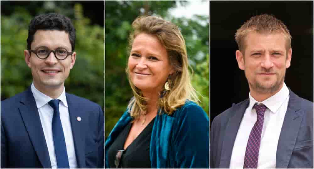 Les députés Antoine Vermorel-Marques (DR), Olivia Grégoire (EPR), et Romain Eskenazi (PS).