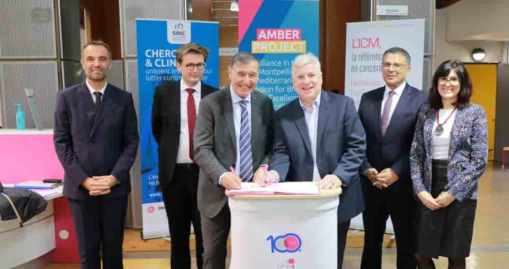 Lors de la signature entre l’ICM et TAE Life Sciences, le 17 décembre 2025, le Pr Marc Ychou (DG de l’ICM) et Rob Hill (CEO de TAE Life Sciences) étaient entourés du préfet François-Xavier Lauch, Michaël Delafosse (président de Montpellier Méditerranée...