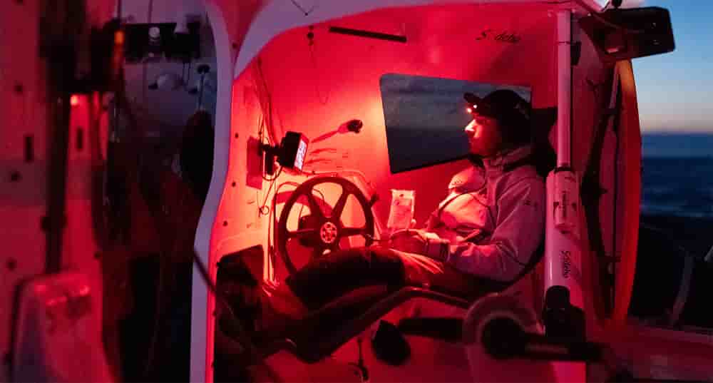 Benjamin Schwartz, coskippeur de Thomas Coville, à bord de « Sodebo Ultim 3 ».
