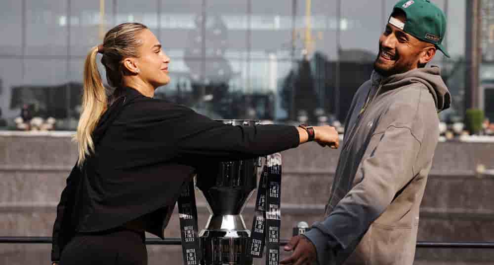 Nick Kyrgios (ex 13 e ATP) et Aryna Sabalenka (vainqueure à Wimbledon en 2022).