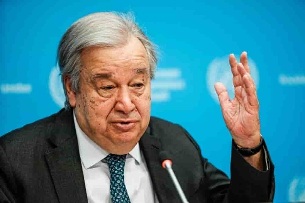 Le secrétaire général des nations-unies Antonio Guterres durant une conférence de presse à New-York.
