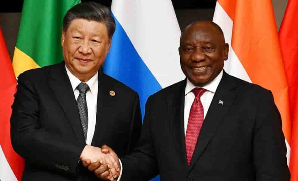 Le président chinois Xi Jinping et le président sud-africain Cyril Ramaphosa.