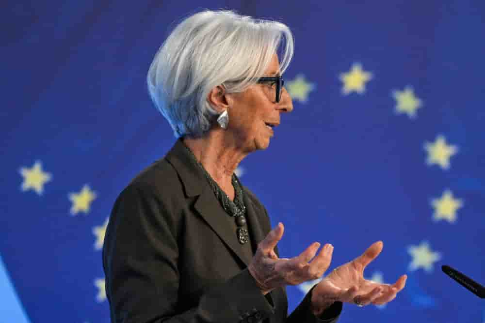La présidente de la Banque centrale européenne (BCE), Christine Lagarde, s'adresse à la presse à l'issue de la réunion du Conseil des gouverneurs de la BCE, au siège de la BCE à Francfort, en Allemagne, le 5 février 2026.