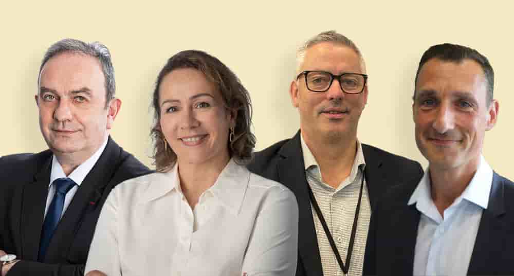 François Guihard, président d'INTERBEV ; Isabelle Aprile, présidente SNRC ; Yves Marie Beaudet, président CNPO ; Jean-Michel Schaeffer, président d'ANVOL.