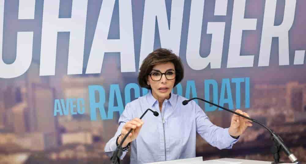 Rachida Dati, candidate LR et MoDem, donnée à au moins dix points derrière Emmanuel Grégoire à environ 25%