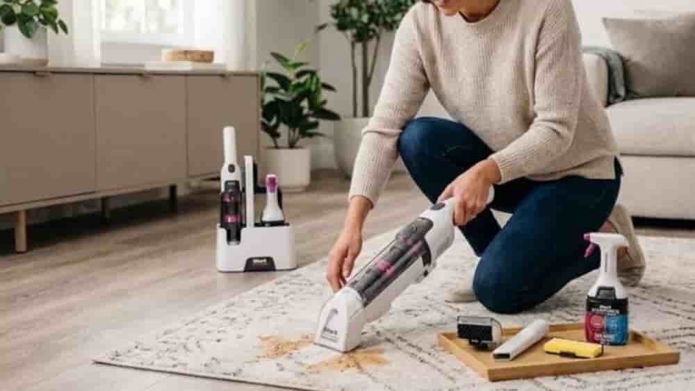 Grâce à son spray à double formule et son aspiration ciblée, le Shark StainForce vise à éliminer les taches et neutraliser les odeurs sur les tissus
