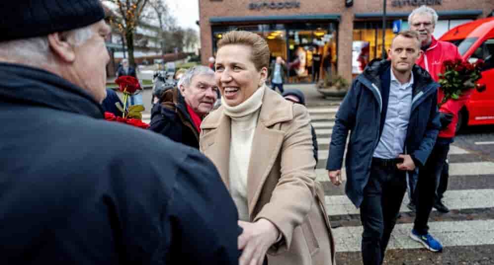 Mette Frederiksen en campagne à Herlev (Danemark), le 26 février 2026.