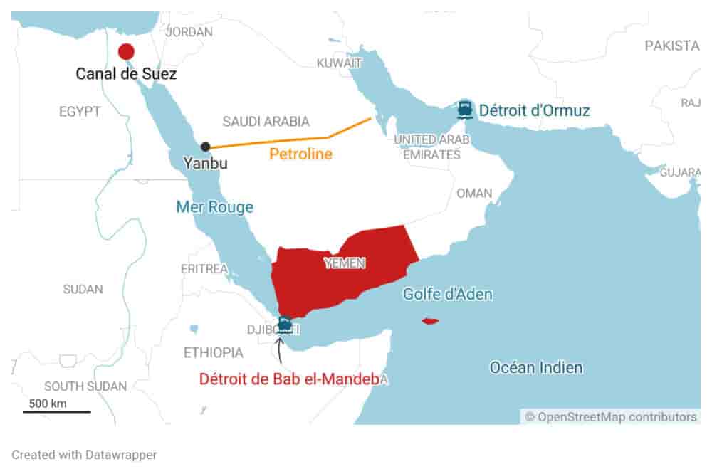Le détroit de Bab el-Mandeb.