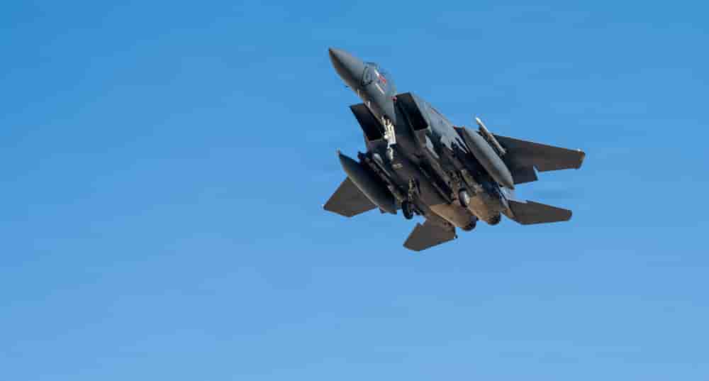 Un avion F-15E Strike Eagle de l’US Air Force décolle pour une mission de soutien à l’opération « Epic Fury », le 9 mars 2026 (image d’illustration).