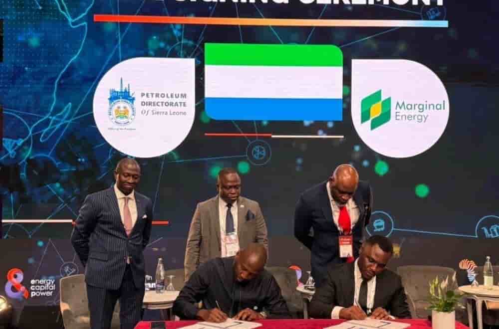 La Sierra Leone signe un accord d’exploration pétrolière avec la société nigériane Marginal Energy.