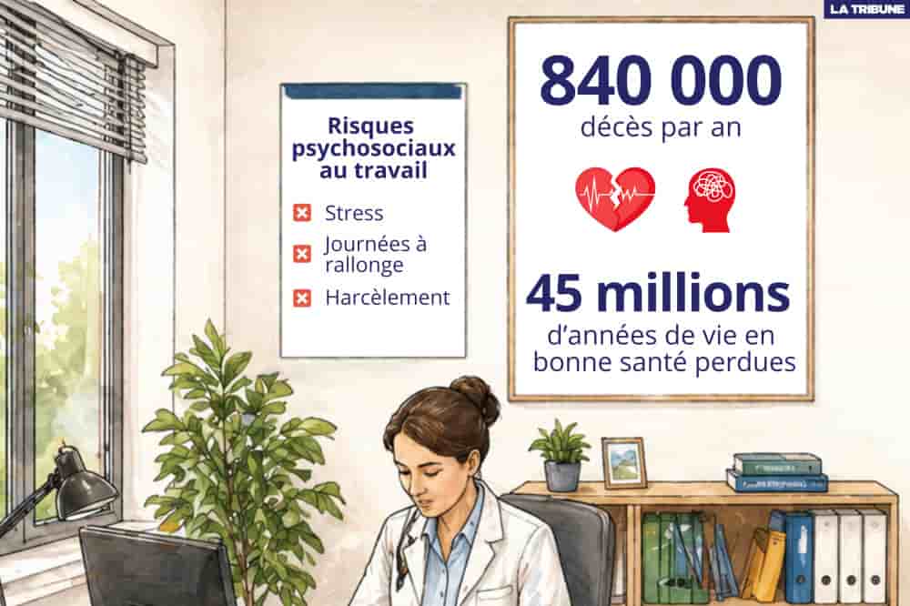 Les facteurs de risques psychosociaux entraînent plus de 840 000 décès annuels imputables à des maladies cardiovasculaires ou à des troubles mentaux, selon l'OIT.