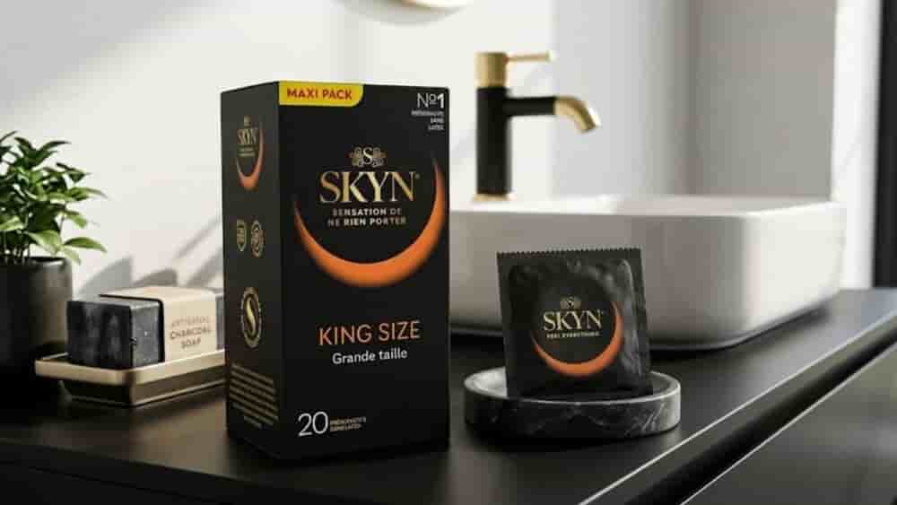 Les préservatifs SKYN King Size misent sur une matière sans latex pensée pour maximiser le confort et les sensations.