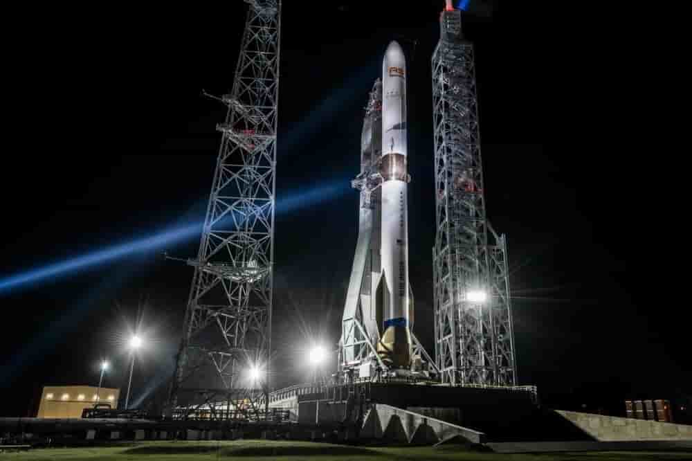La New Glenn sur son pas de tir en avril 2026
