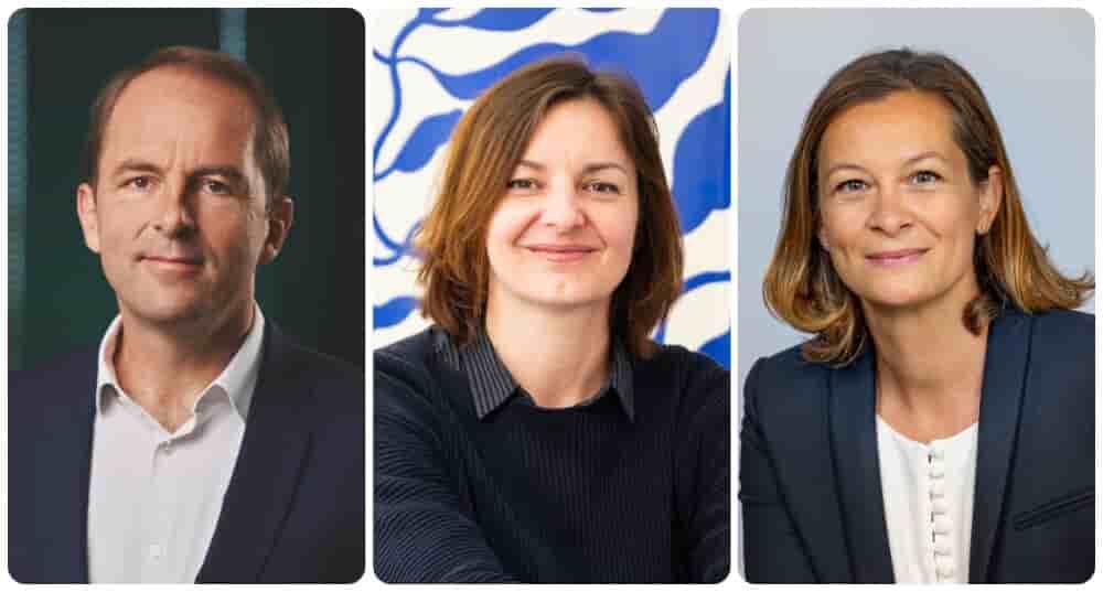 Thibaut Guilluy, directeur général de France Travail, Emmanuelle Larroque, présidente de Social Builder, et Laetitia Niaudeau, directrice générale adjointe de l'Apec.
