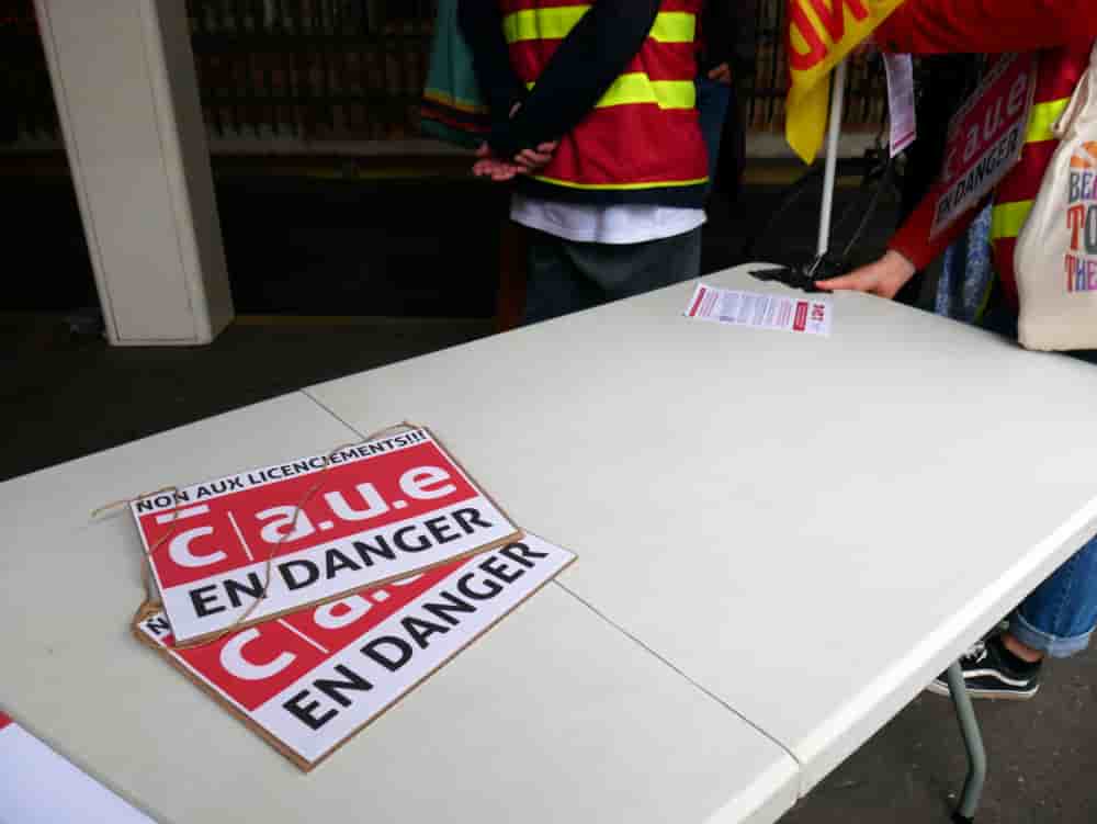 Manifestation des salariés du CAUE 33 ce lundi 8 juin 2026.
