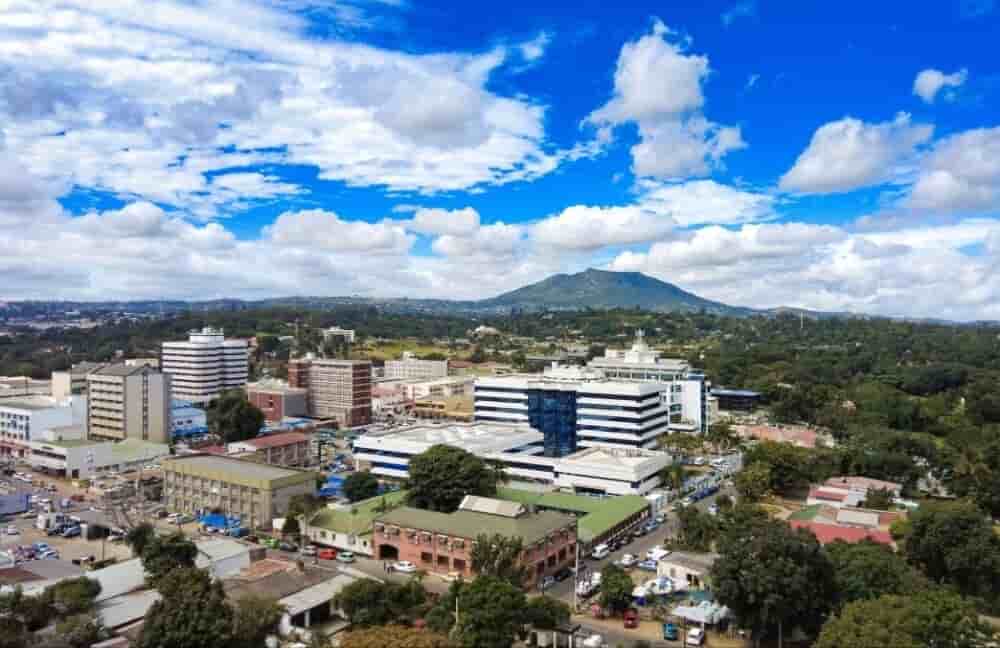Vue aérienne de Blantyre, principal pôle économique du Malawi.