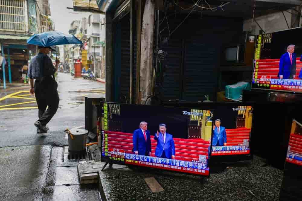 Dans les rues de Taïwan lors de la rencontre de Xi Jinping et Donald Trump à Pékin le 18 mai.