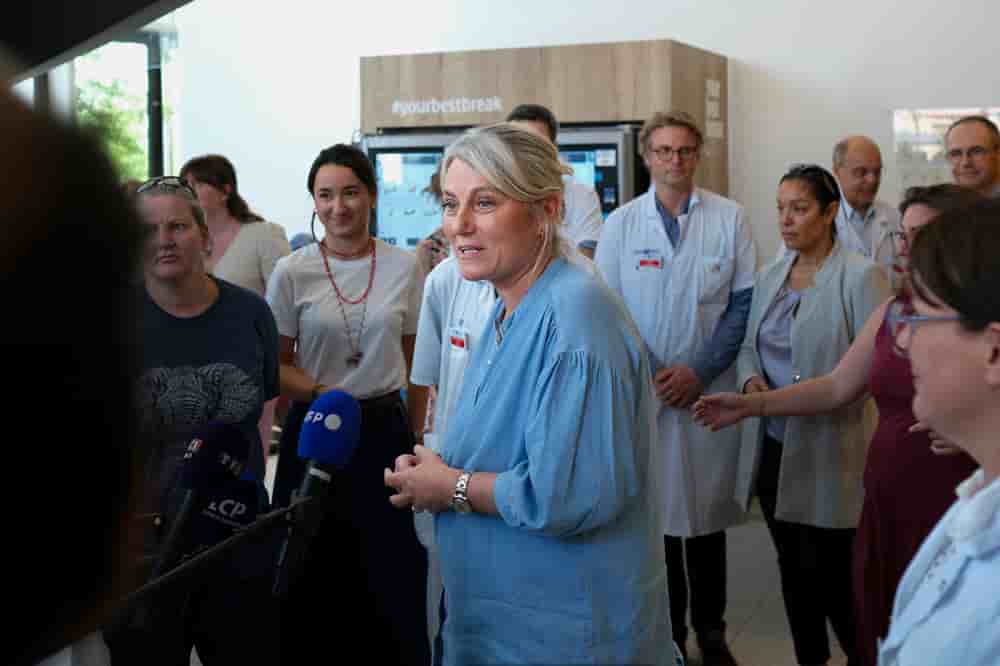 Stéphanie Rist, ministre de la Santé, le 28 mai 2026, à l'hôpital de la Pitié-Salpêtrière, à Paris.