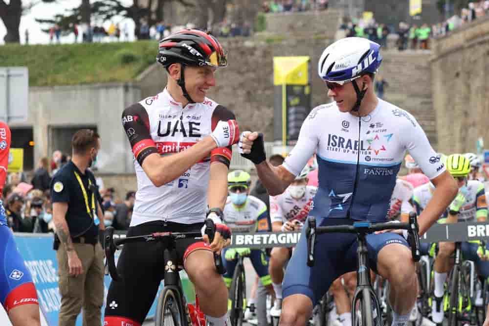 Tadej Pogacar et Christopher Froome à Brest.