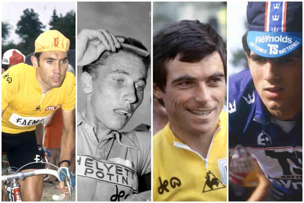 Eddy Merckx, sur le Tour de France 1969 ; Jacques Anquetil, sur le Tour de France, 1957 ; Bernard Hinault, sur le Tour de France 1978 et Miguel Indurain, sur le Tour de France 1985.