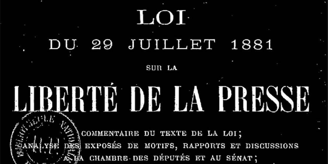négatif, couv, texte de la Loi du 29 juillet 1881, liberté de la presse, France