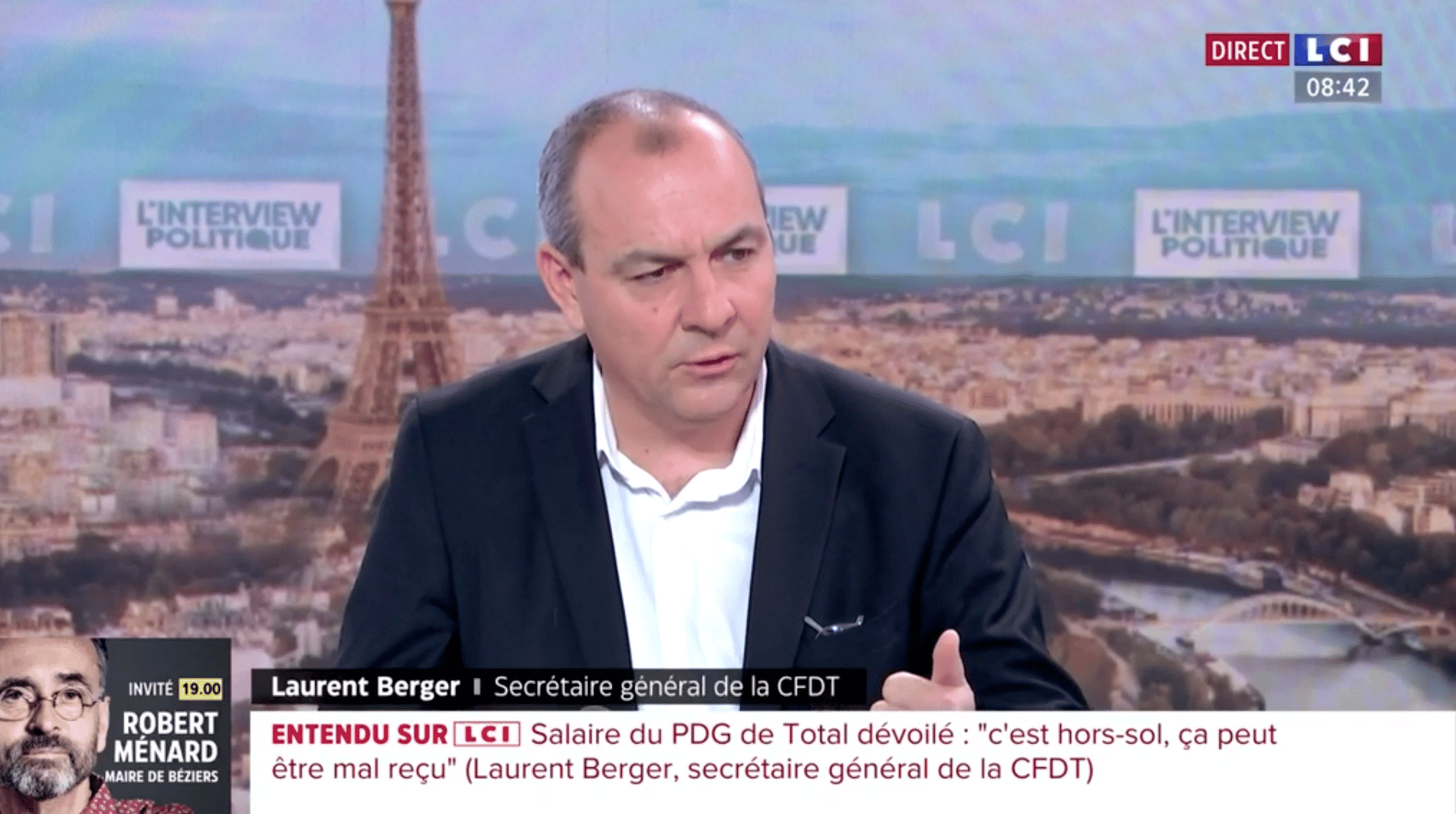 Laurent Berger, CFDT, LCI, Adrien Gindre, ITW politique