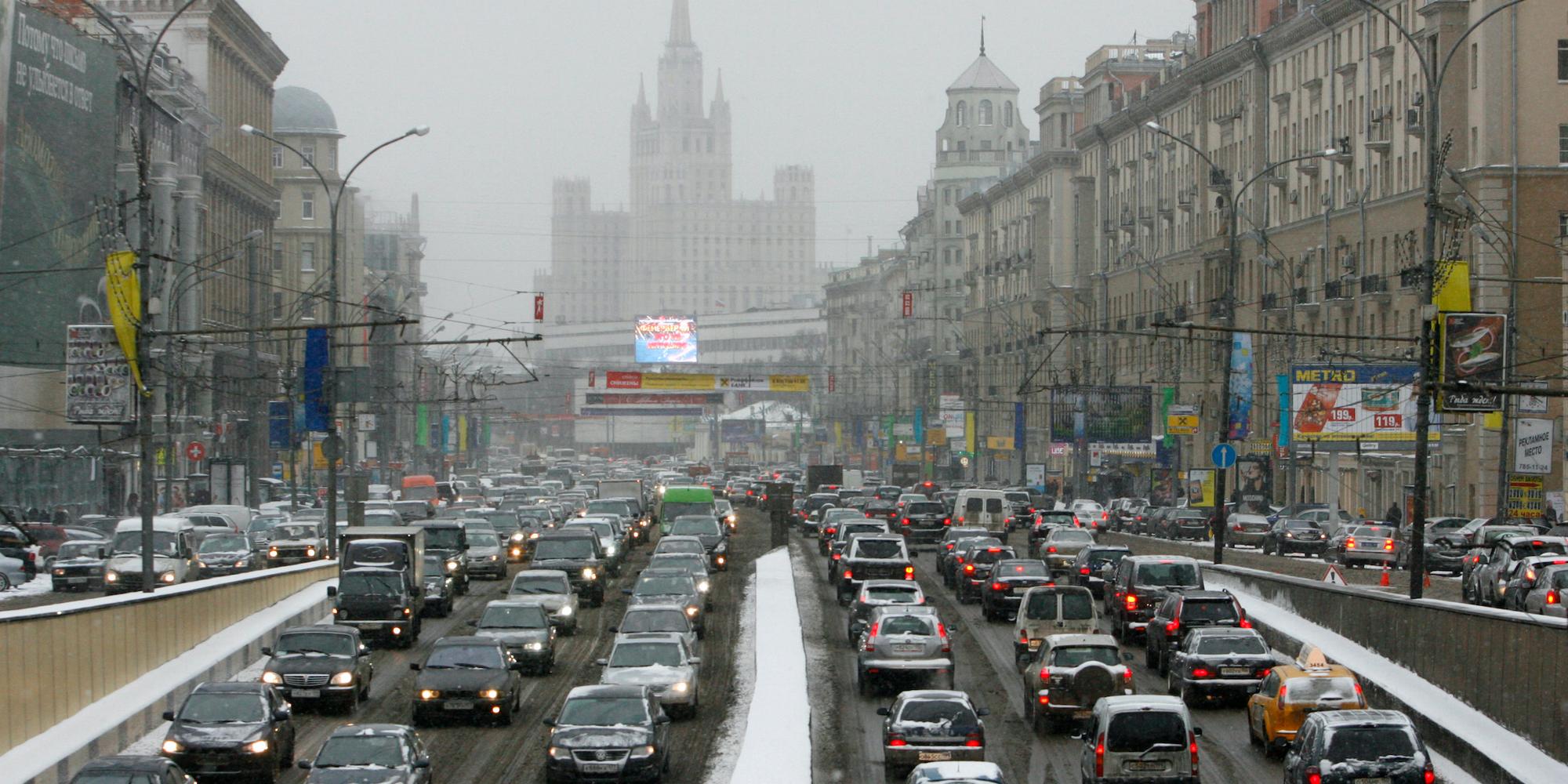 Des embouteillages dans le centre de Moscou.