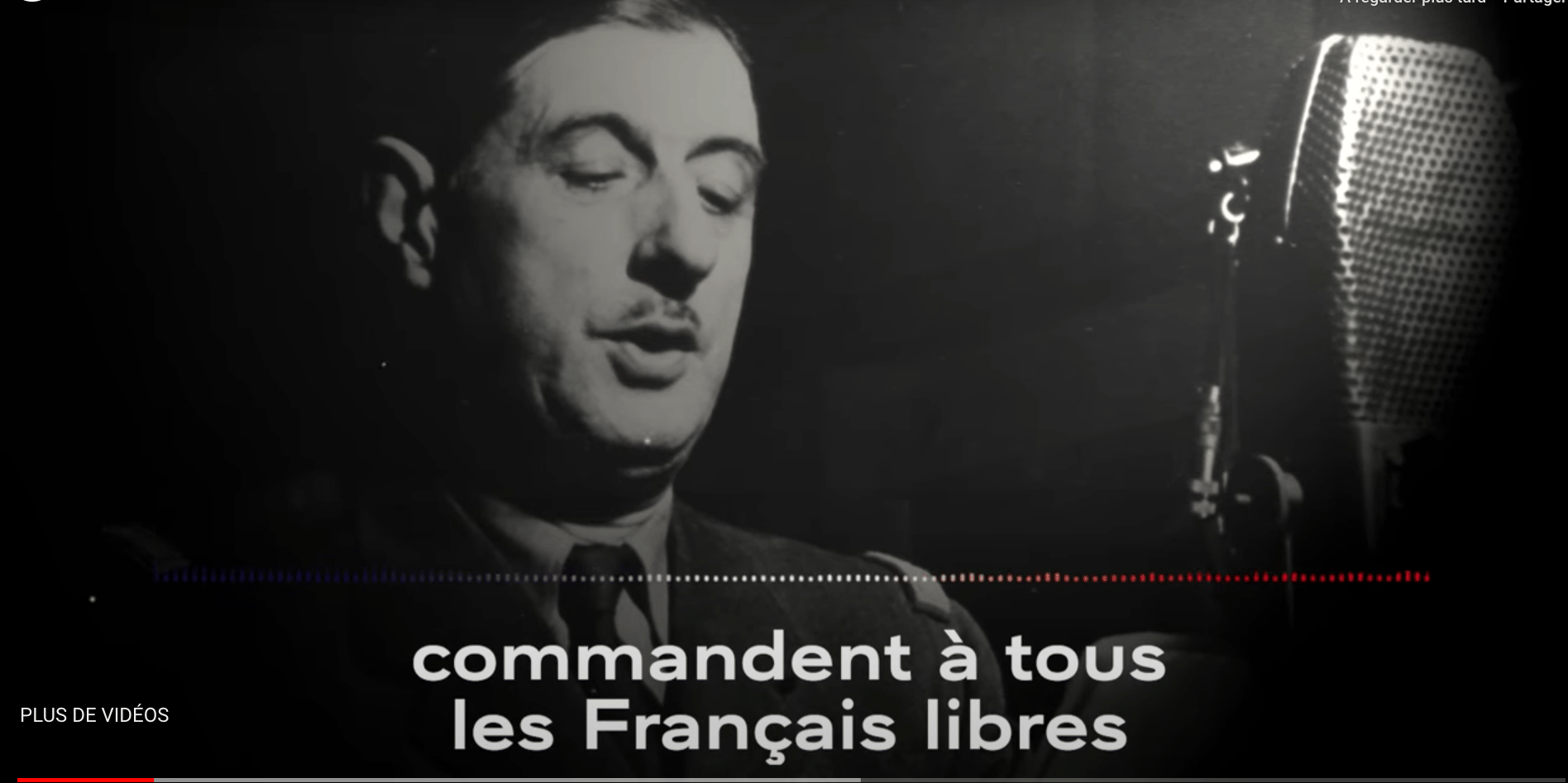 Appel du 18 juin 1940, général de Gaulle, reconstitution discours avec IA,