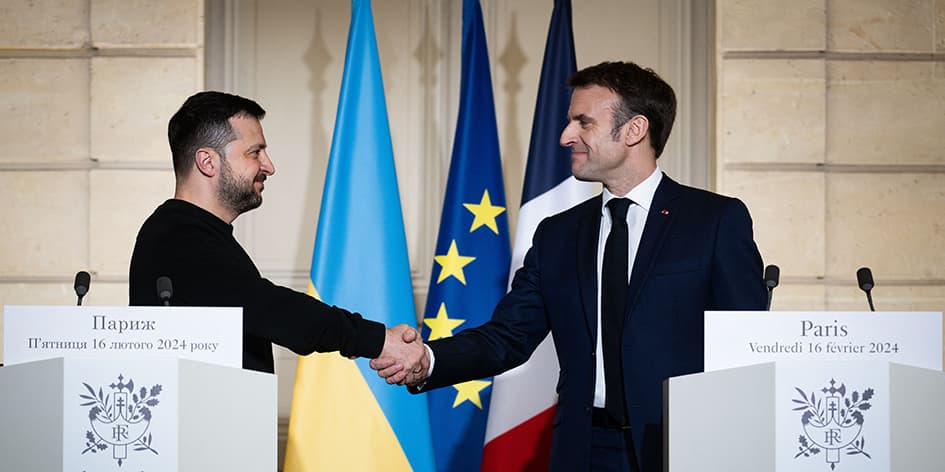 Volodymyr Zelensky et Emmanuel Macron.