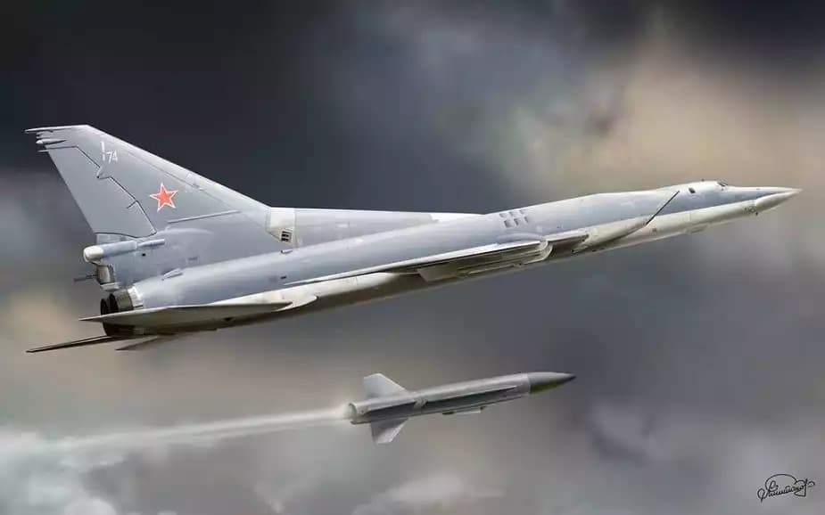 Bombardier-Tu-22M3-lançant un missile anti-navire Kh-22
