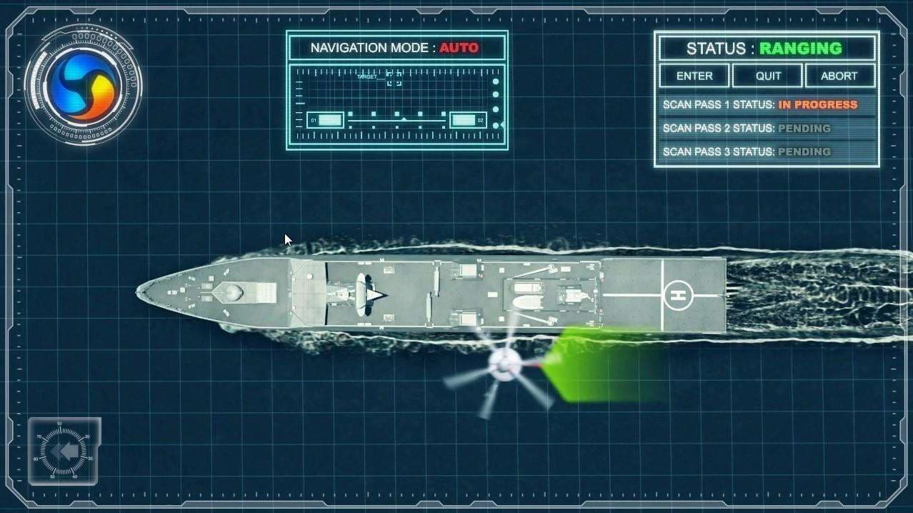 Le drone, équipé du système Sterna, réalise une cartographie du navire.