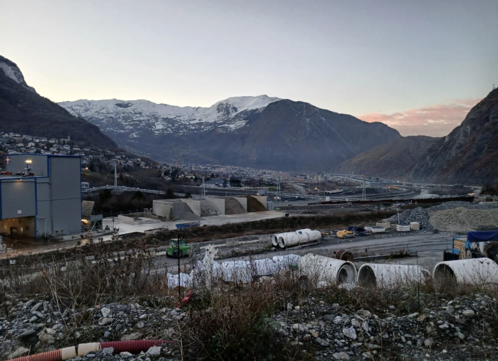 Le chantier du Lyon Turin à proximité de Saint-Jean-de-Maurienne en décembre 2024.